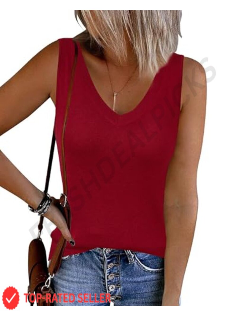 Wool Blend Slim Fit V Neck Sweater Tank Top Sleeveless Work Knit Top